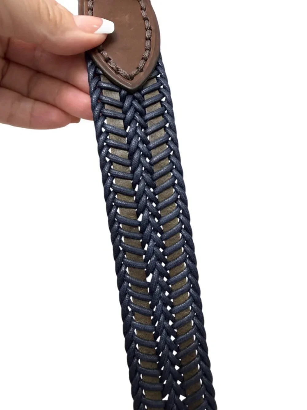 TUMI Leather Cord Woven Braided Men's Belt Size 38/95 Discontinued Style 15316